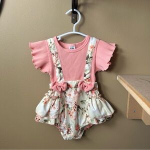 PatPat Peach Floral Baby Skirt Romper